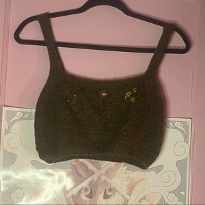 Green knitted crop top from cider